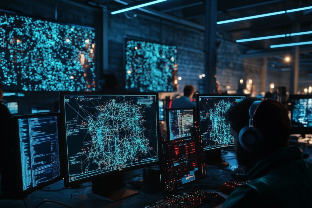 Illustration of cybersecurity essentials including firewall, encryption, antivirus, and secure authentication practices.